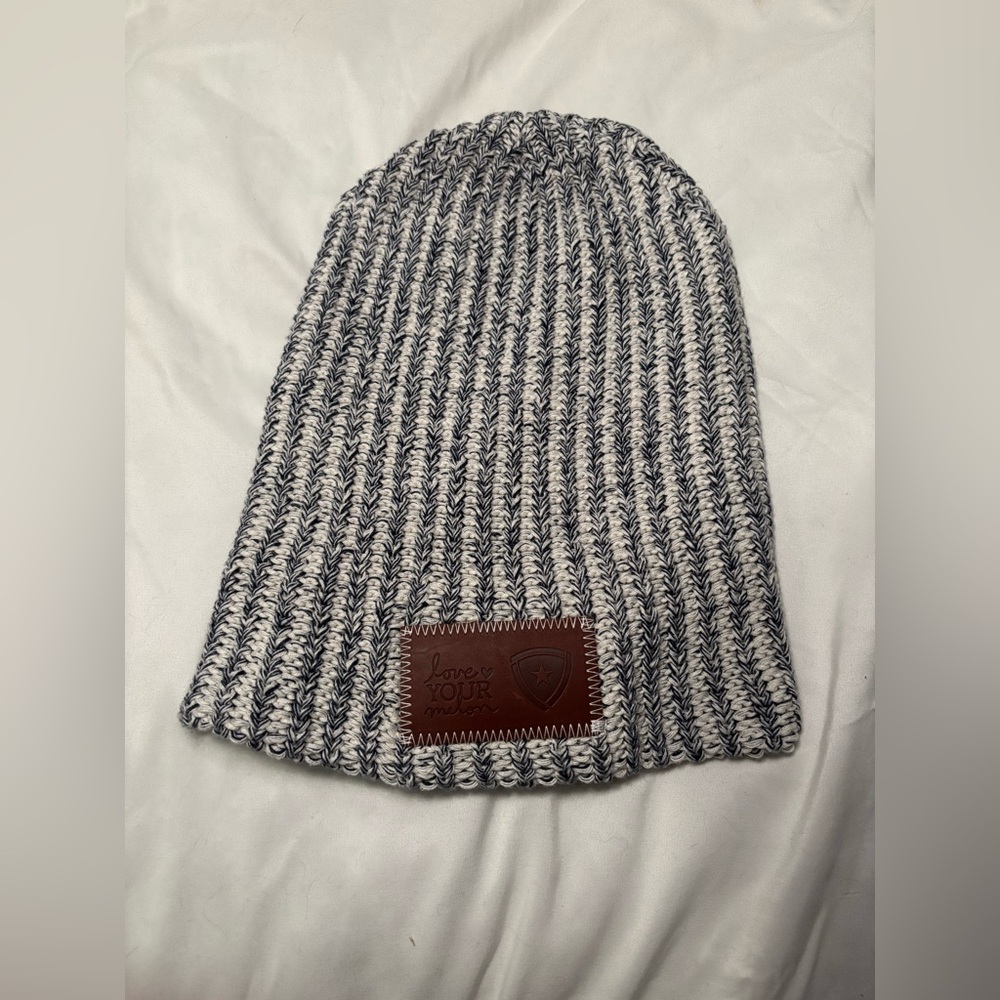 Love Your Melon Dark Blue and White Beanie